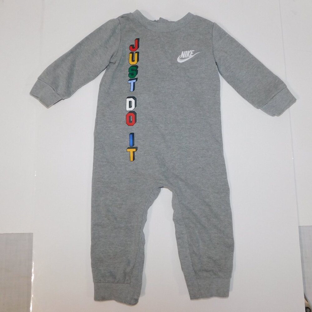 NIKE JUST DO IT One Piece Coverall outfit Baby boy 12M 12 months Gray Multicolor